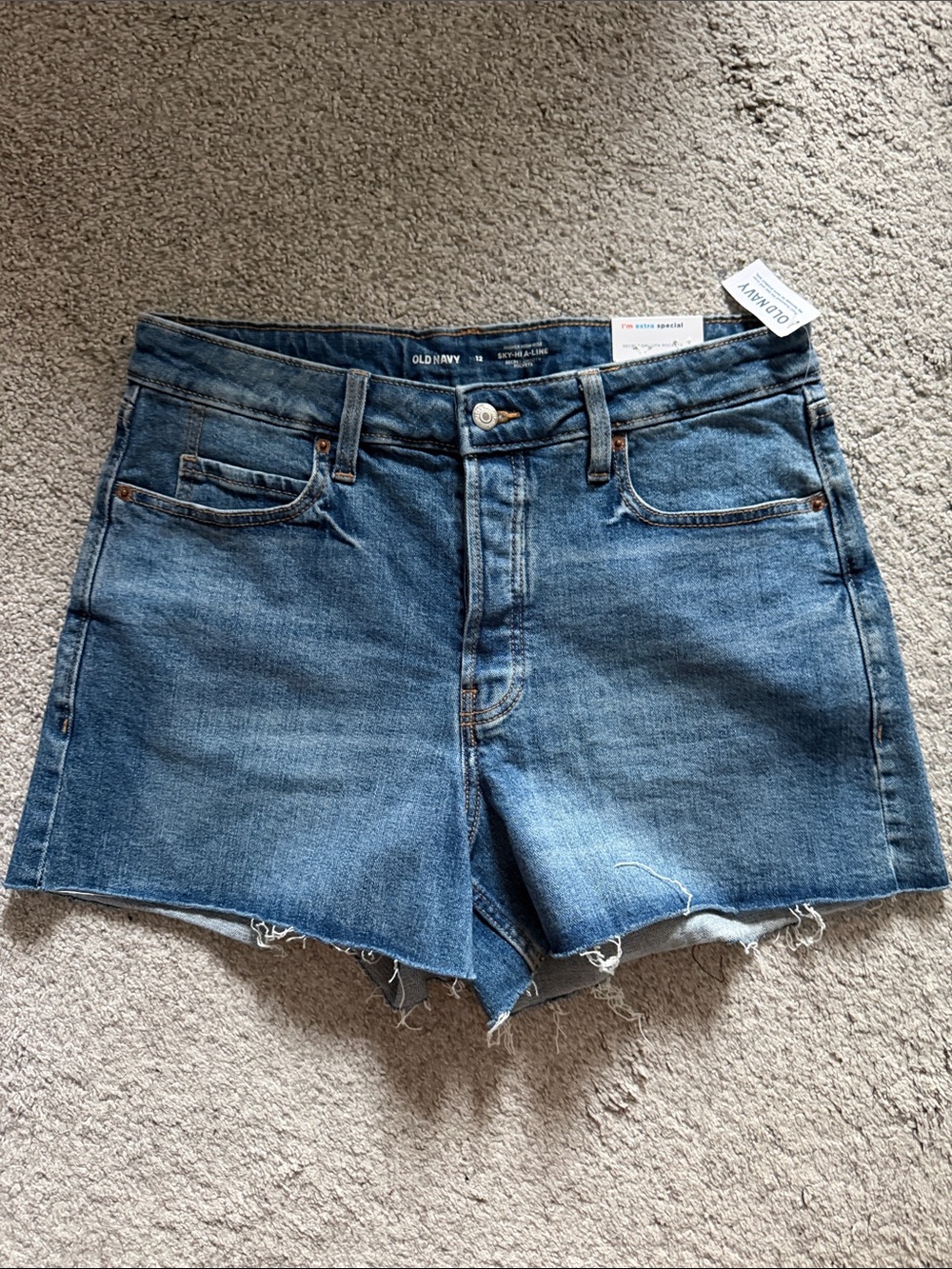 Old Navy Medium Blue Sky High A-line Denim Cutoff Shorts Size 12